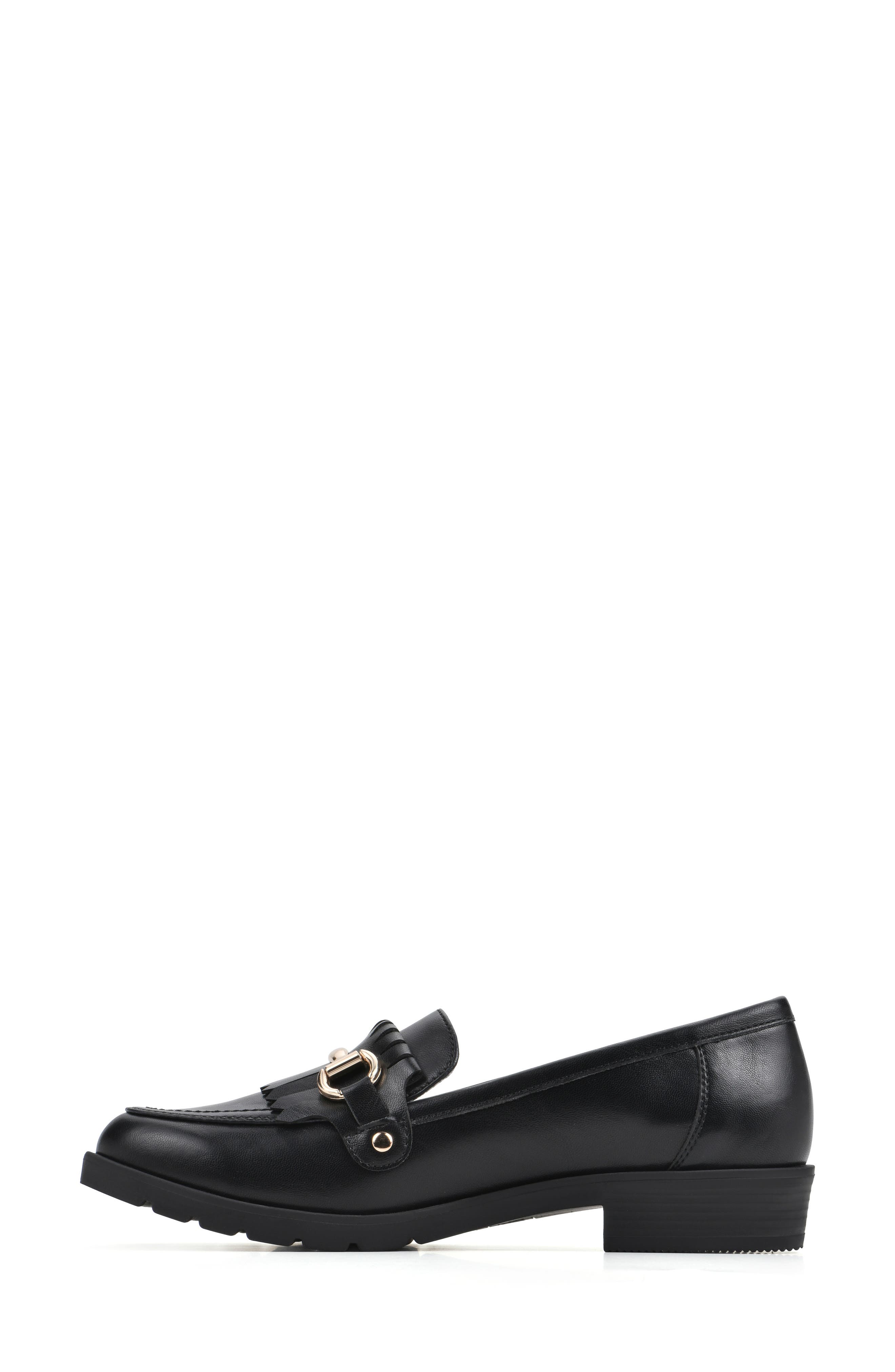 CLIFFS BY WHITE MOUNTAIN Galeena Buckle Kiltie Loafer, Alternate, color, Black/ Smooth