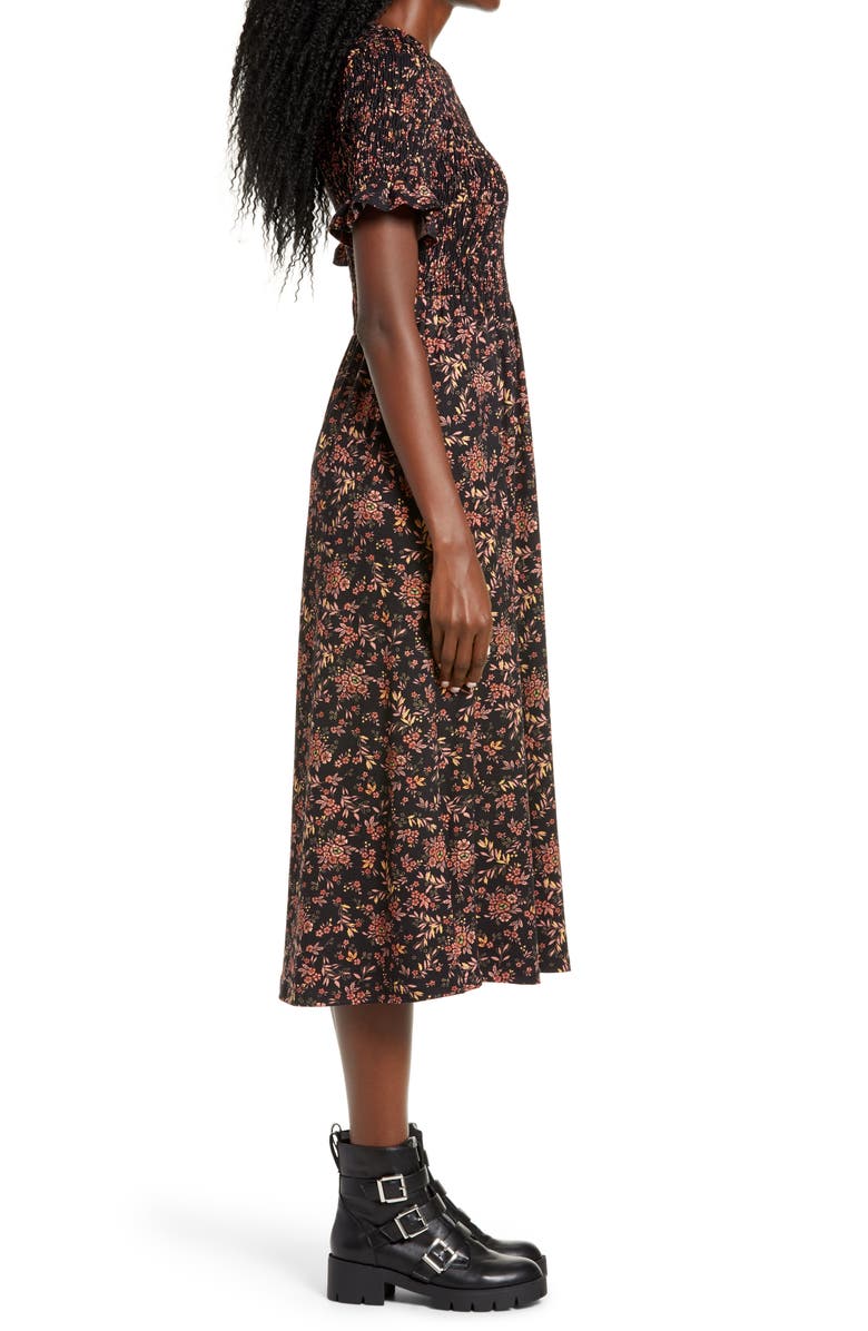 Good Luck Gem Floral Smocked Dress, Alternate, color, 