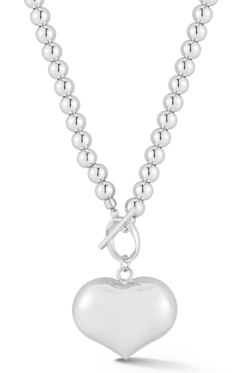 GLAZE JEWELRY Puffy Heart Pendant Necklace, Main, color, Silver
