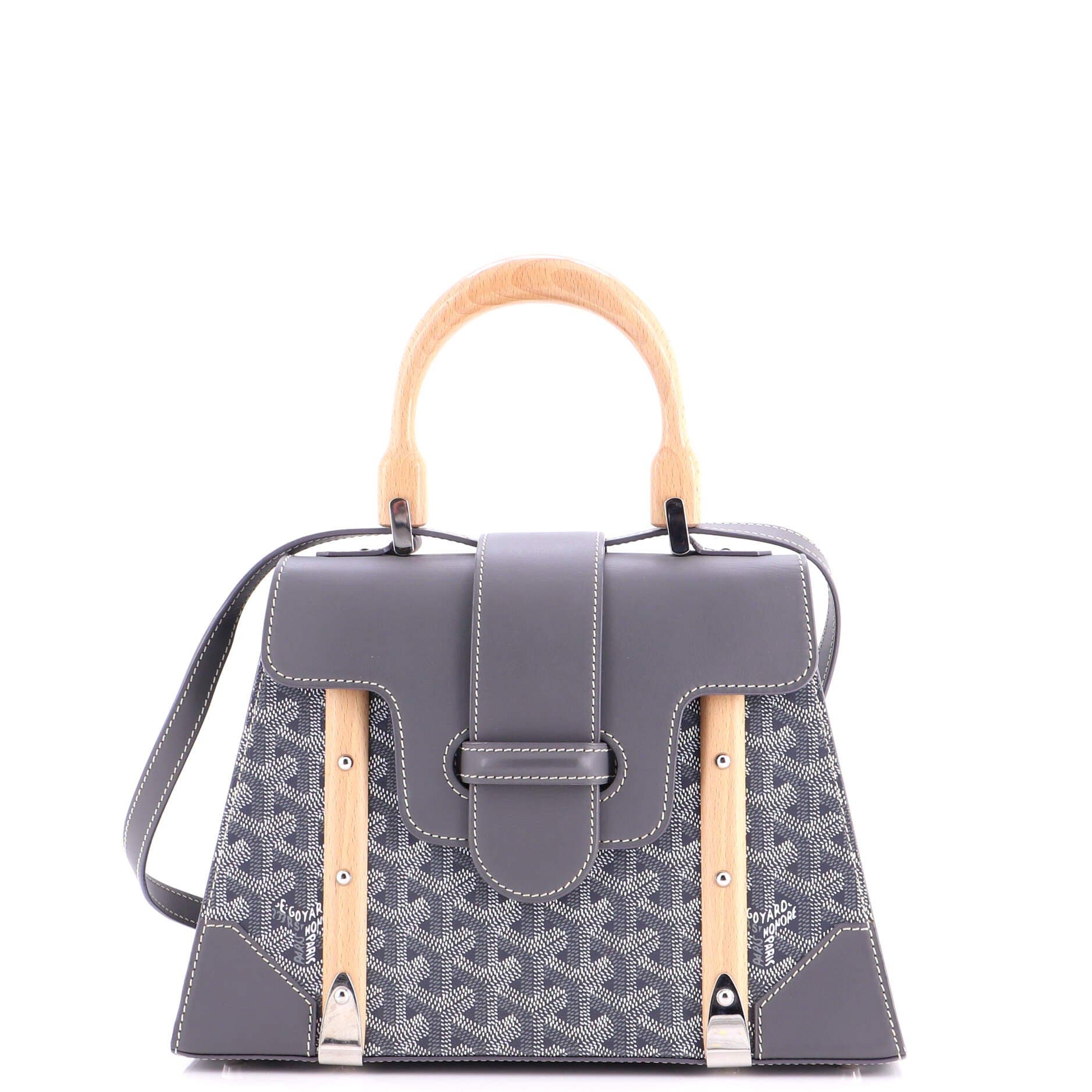 Saigon Top Handle Bag Coated Canvas with Leather PM, Main, color, Grey