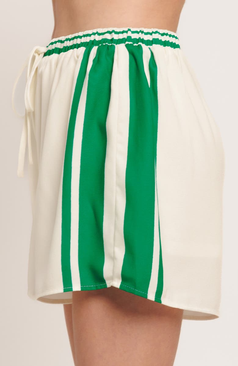FLYING TOMATO Stripe Drawstring Shorts, Alternate, color, Ivory Green