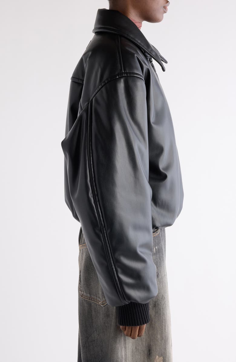 Acne Studios Onnea Faux Leather Bomber Jacket, Alternate, color, Black