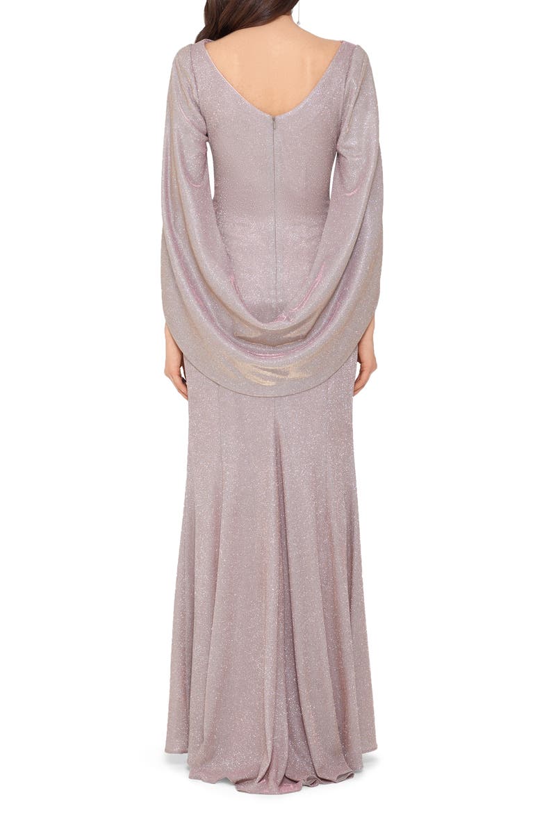 Cape Sleeve Trumpet Gown, Alternate, color, WHITE/PINK/GOLD