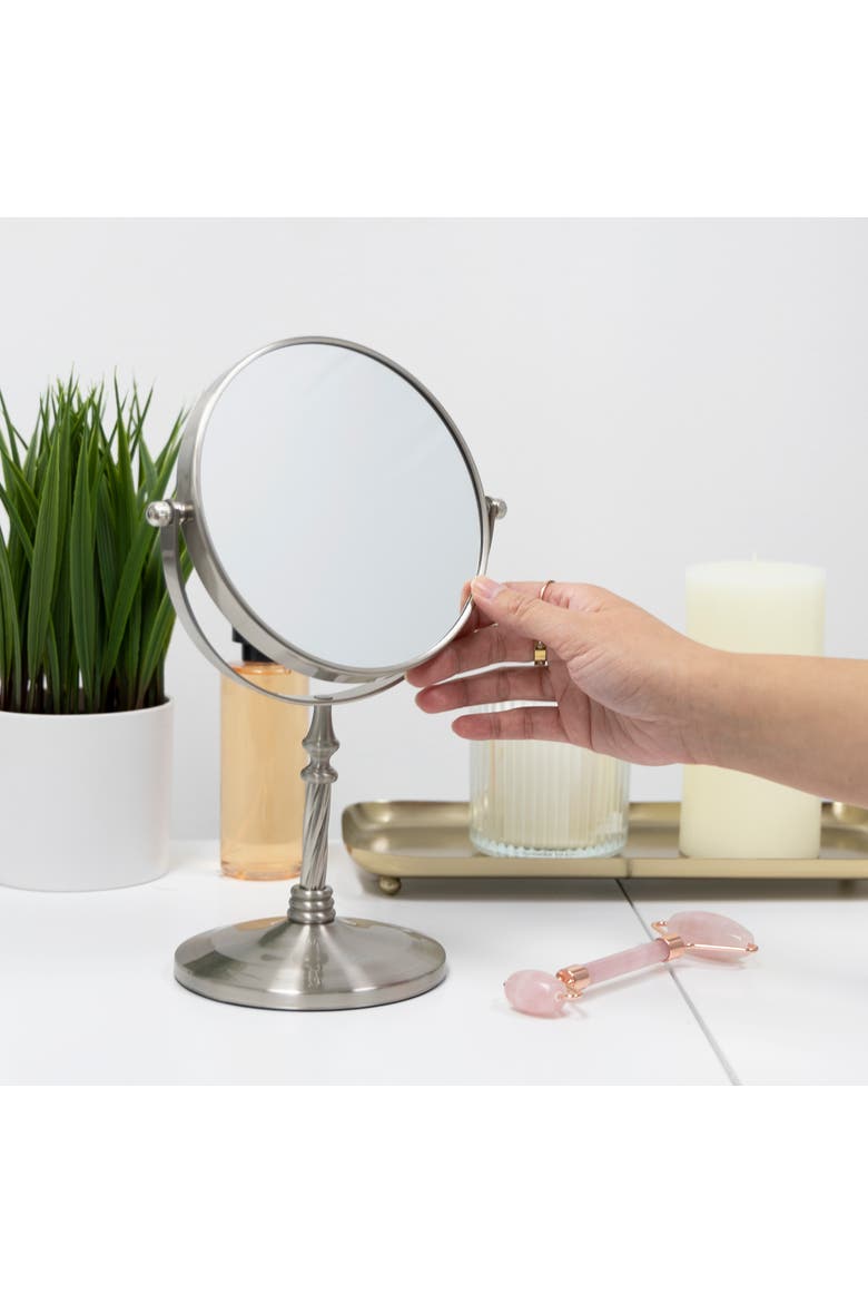 Makeup Mirror with 5X/1X Magnifications, Alternate, color, Satin Nickel