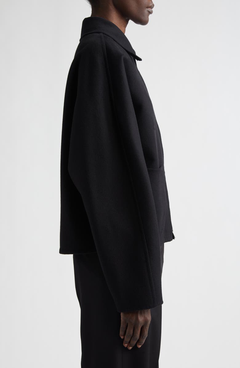 FERRAGAMO Crop Wool & Cashmere Bomber Jacket, Alternate, color, Nero