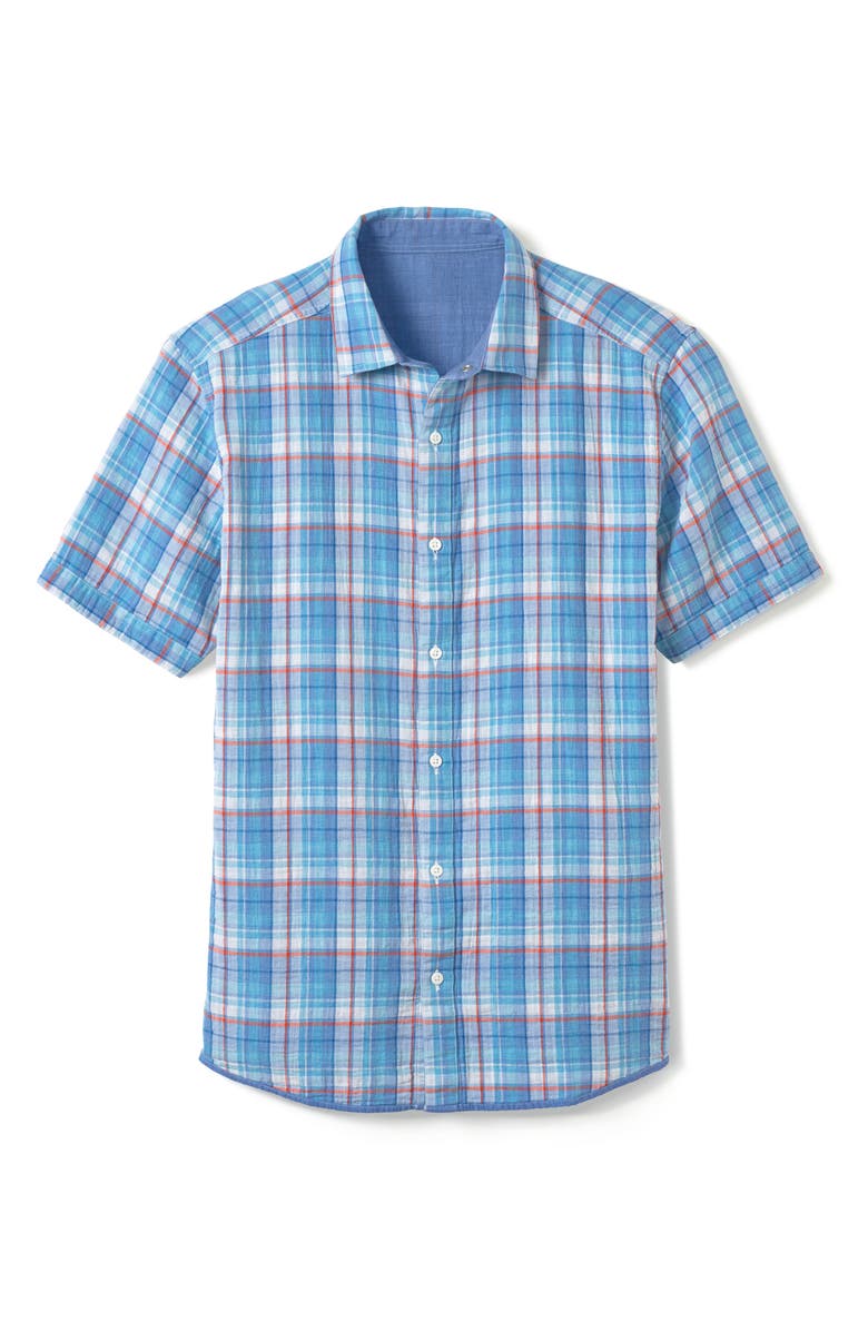 Johnston & Murphy Men's Reversible Short Sleeve Chambray Double Cloth Button-Up Shirt, Alternate, color, 