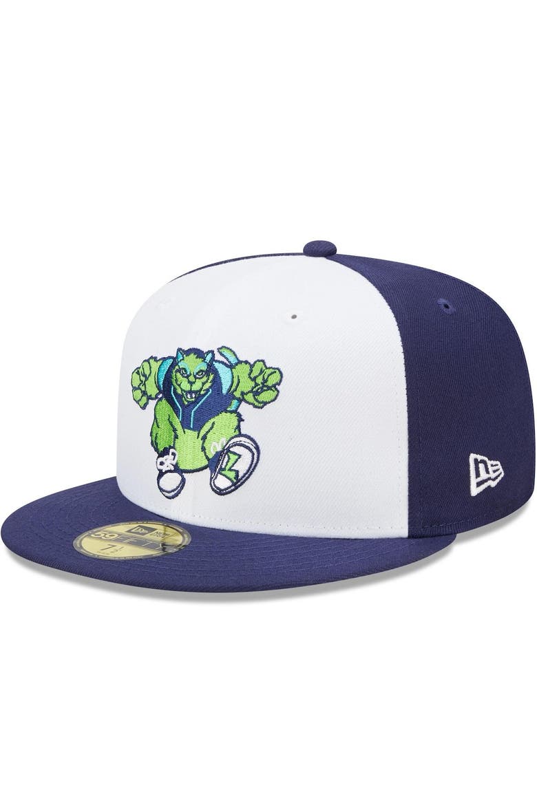 Men's New Era White/Navy Lynchburg Hillcats Marvel x Minor League 59FIFTY Fitted Hat, Main, color, White