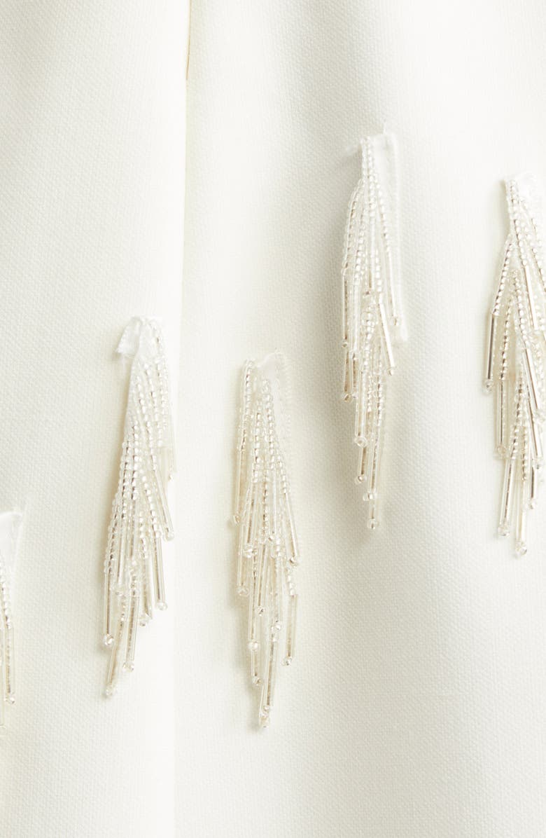 Cinq à Sept Micky Cascading Beaded Tassel Minidress, Alternate, color, Ivory/ Silver