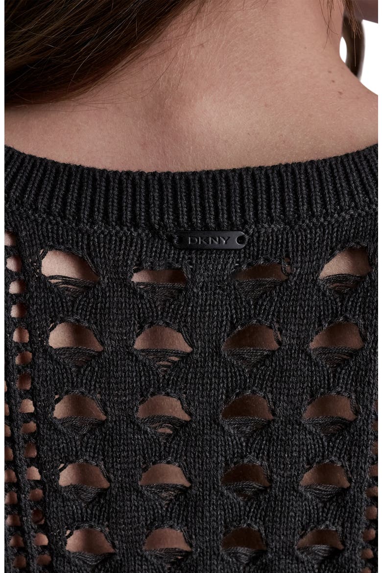 Mixed Open Stitch Sleeveless Cover Up Dress, Alternate, color, BLACK