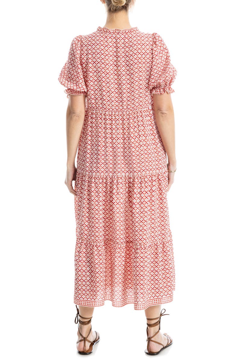 MAX STUDIO Puff Sleeve Tiered Midi Dress, Alternate, color,