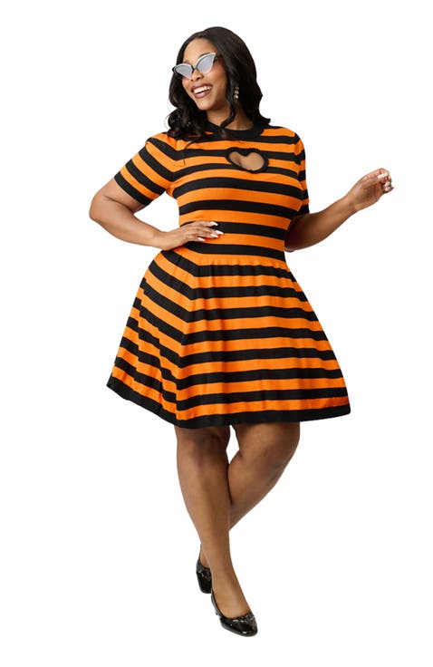 Plus Size Heart Cutout Flare Dress
