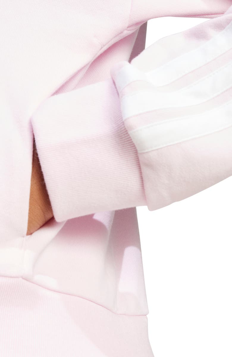 adidas 3-Stripes French Terry Full Zip Hoodie, Alternate, color, Clear Pink/ White