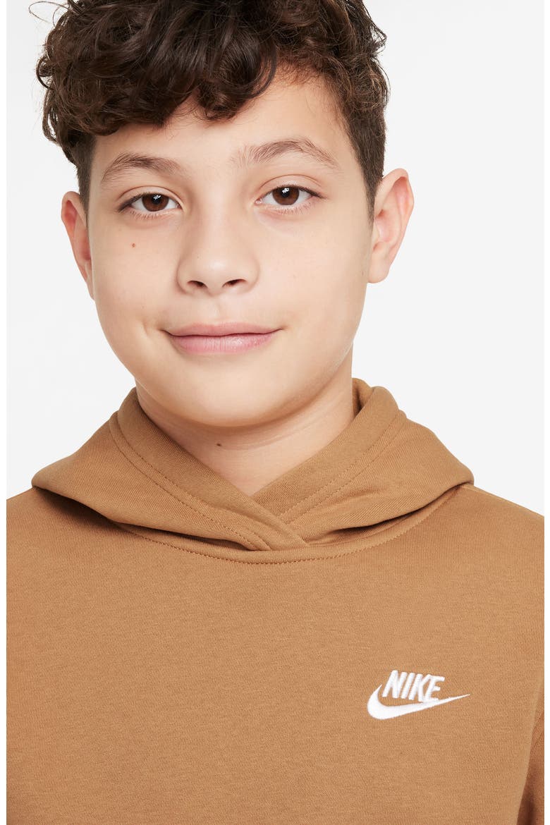 Kids' Club Fleece Hoodie, Alternate, color, FLAX/ WHITE