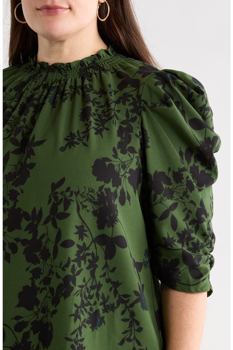 Tindrie Floral Puff Sleeve Top, Alternate, color, OLIVE-BLACK