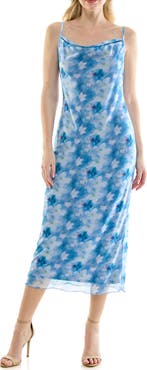 bebe Tropical Mesh Cowl Maxi Dress