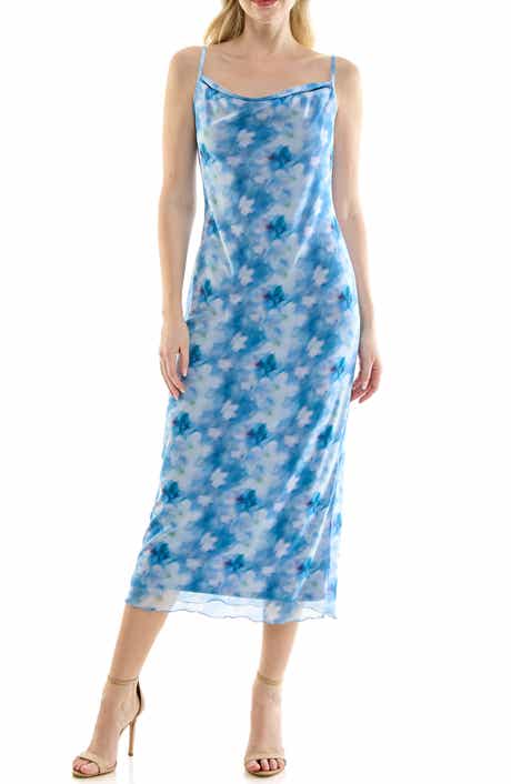 bebe Tropical Mesh Cowl Maxi Dress