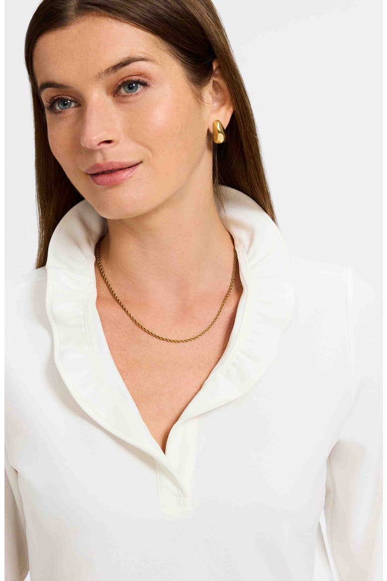 Tammy Ruffle Collar Crepe Top, Alternate, color, ECRU