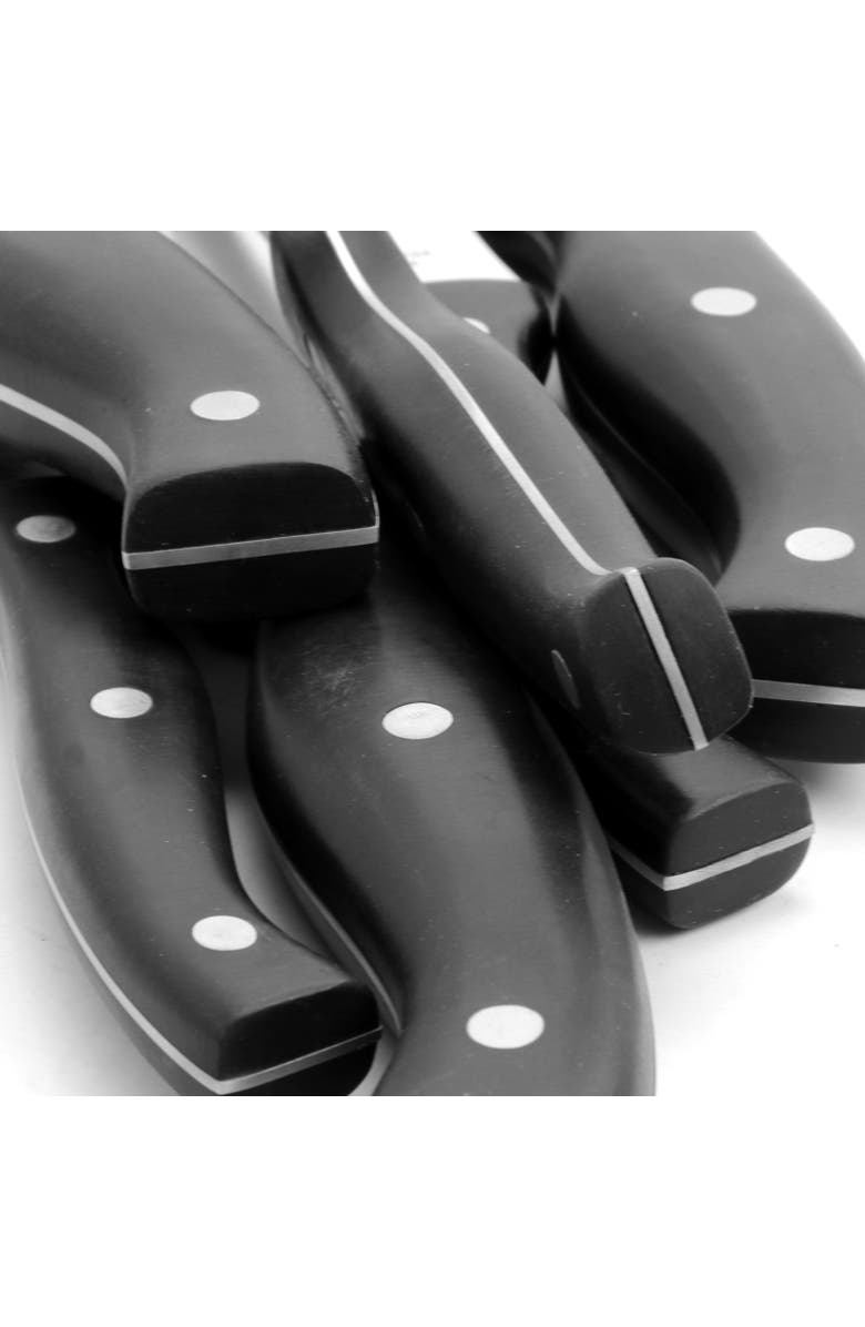 OSTER Winstead 22 Piece Stainless Steel Cutlery Set with Black Handles and Wooden Block, Alternate, color, Black