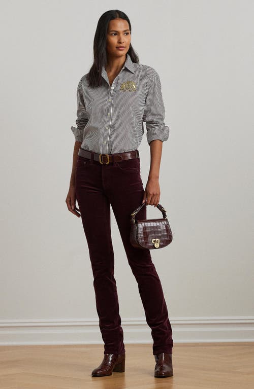 Shop Ralph Lauren Lauren  Straight Leg Corduroy Pants In Pinot Noir