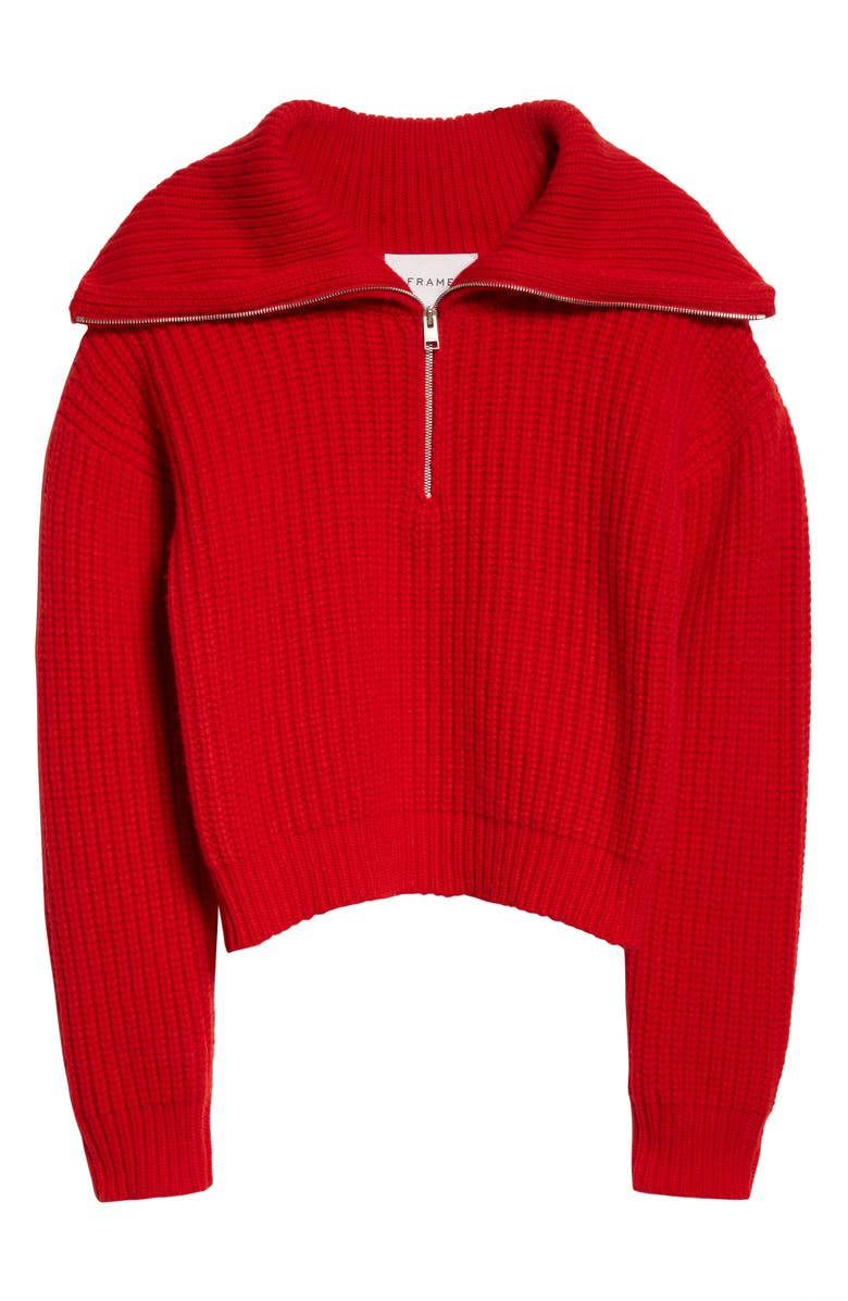 FRAME Half Zip Rib Knit Sweater, Alternate, color,
