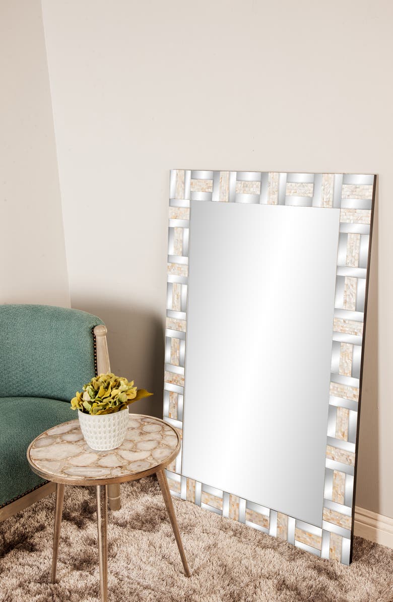 WILLOW ROW Silvertone Wood Geometric Wall Mirror, Alternate, color, 