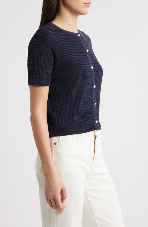 Rag & Bone Eloise Short Sleeve Waffle Cardigan In Black