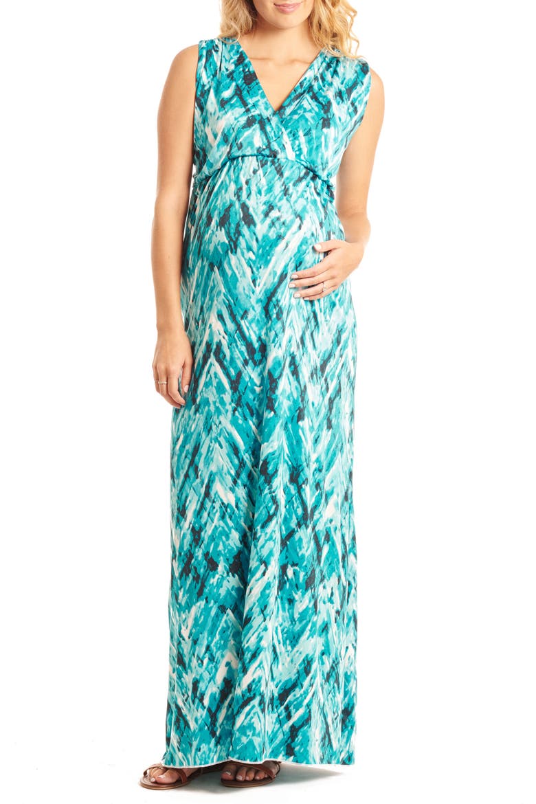 Jill Maternity Maxi Dress, Main, color, MAUI BLUE