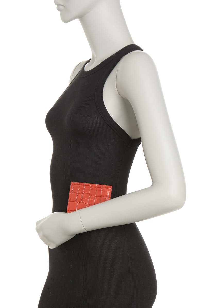 Longchamp Le Pliage Croc Embossed Leather Card Holder, Alternate, color,
