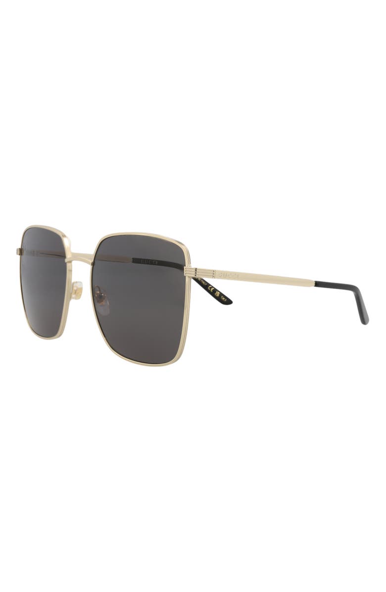 Gucci 57mm Square Sunglasses, Alternate, color, Gold Gold Grey