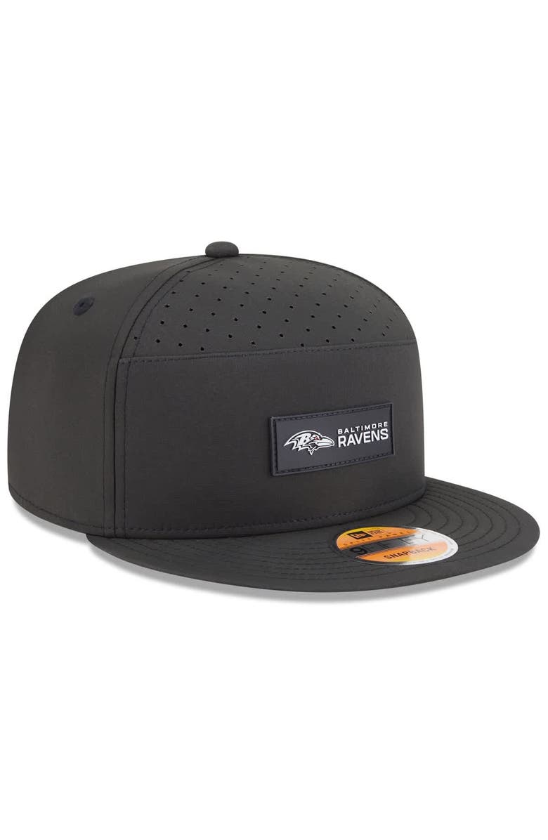 New Era Men's New Era Black Baltimore Ravens 2025 Sideline  Split Panel 9FIFTY Snapback Hat, Alternate, color, Black