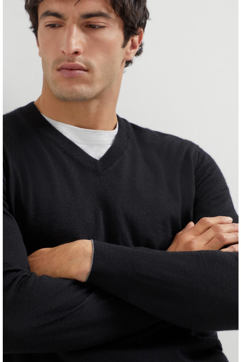 Cashmere and silk sweater, Alternate, color, Black