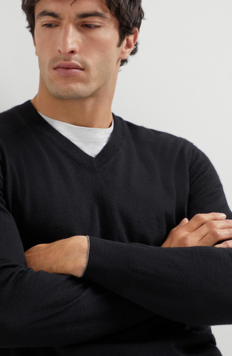 Brunello Cucinelli Cashmere and silk sweater, Alternate, color, Black