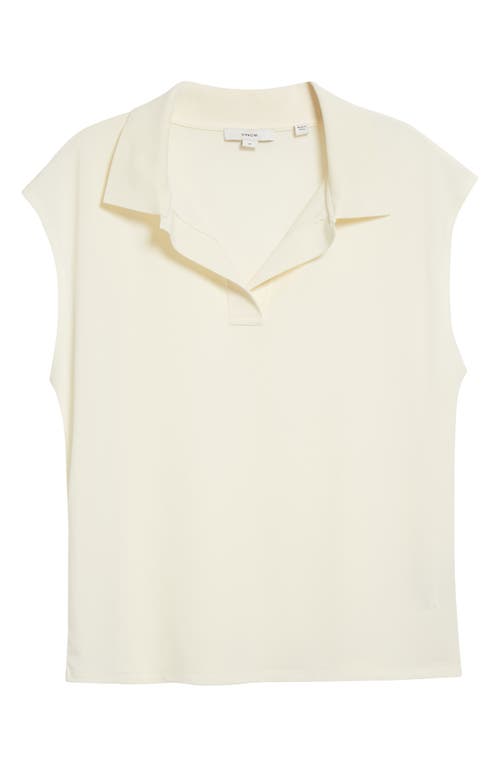 Vince Cap Sleeve Johnny Collar Polo In Neutral