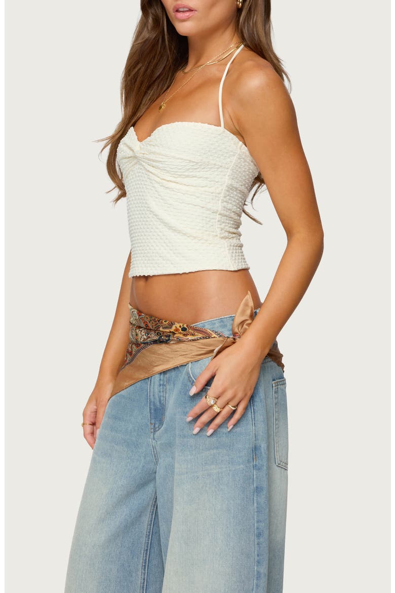 Zoee Textured Halter Top, Alternate, color, CREAM