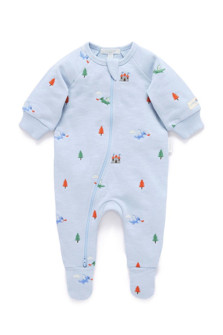 Embroidered Fleece Zip Baby Boy Footie, Main, color, Dragon Broderie