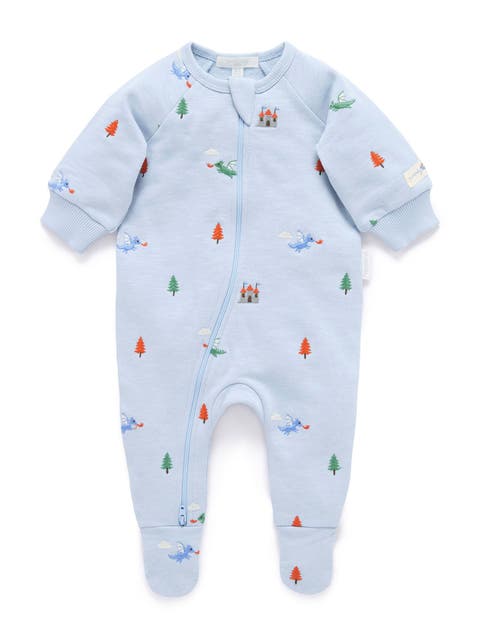 Embroidered Fleece Zip Baby Boy Footie