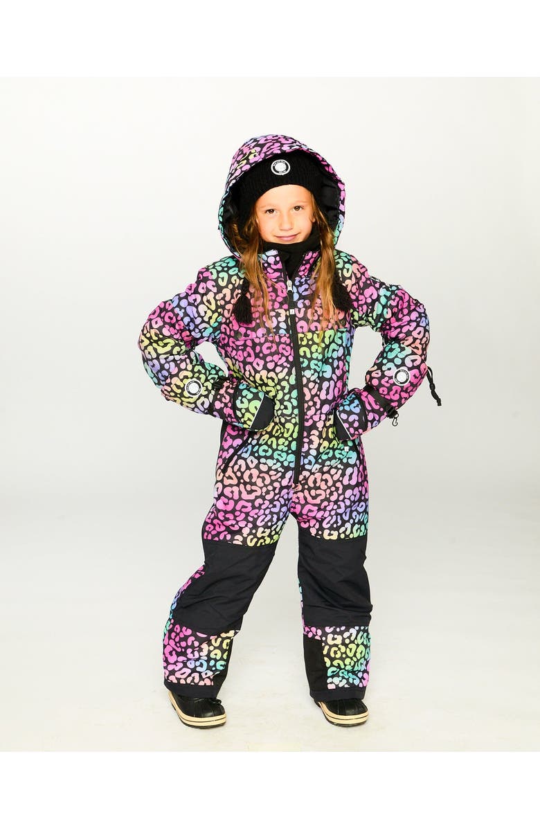 Deux par Deux Girls Winter Mittens Teknik Animal, Alternate, color, Rainbow Leopard