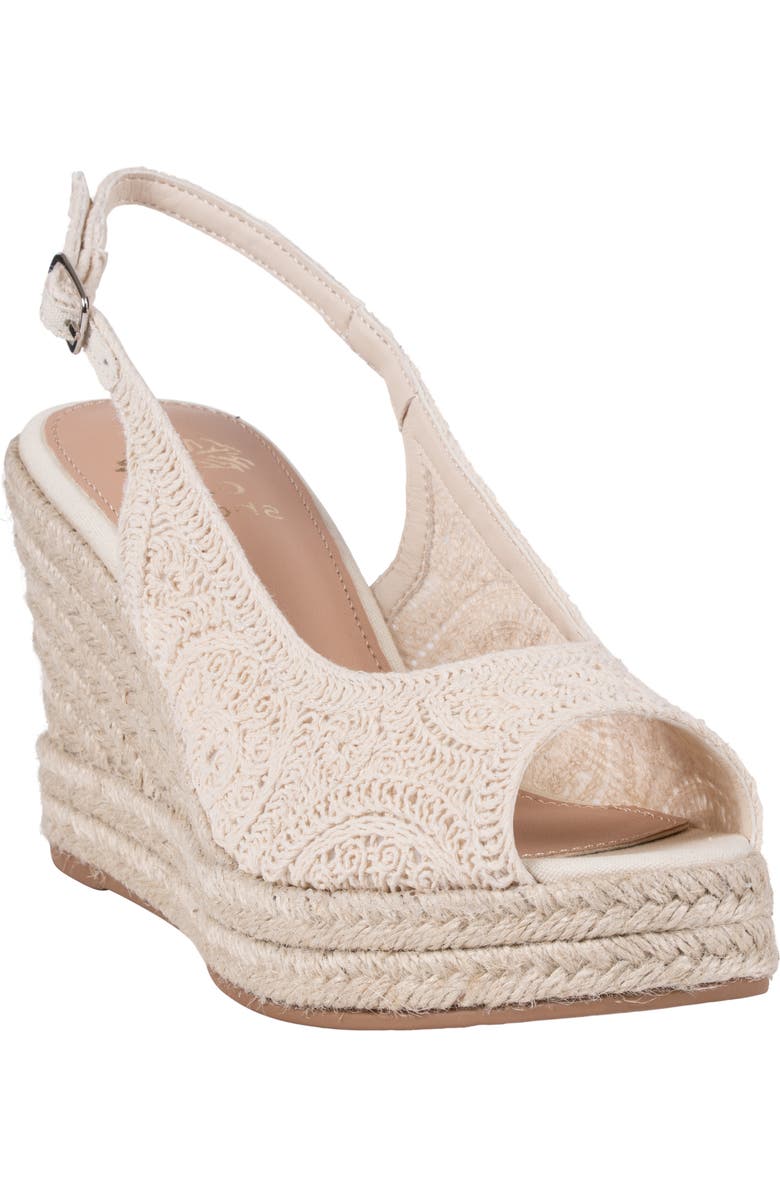 GOOD CHOICE NEW YORK Bowery Lace Espadrille Wedge Slingback Sandal, Main, color, Ivory