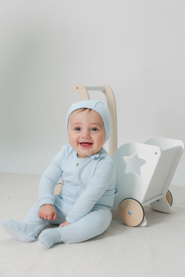 Cotton Scallop Romper with Bonnet, Alternate, color, Off White