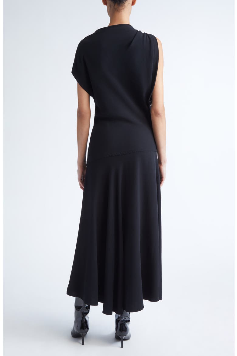 Rue Asymmetric Matte Crepe Dress, Alternate, color, BLACK