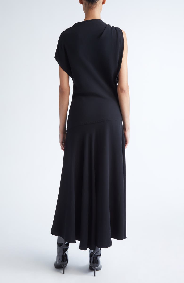 Proenza Schouler Rue Asymmetric Matte Crepe Dress, Alternate, color, Black