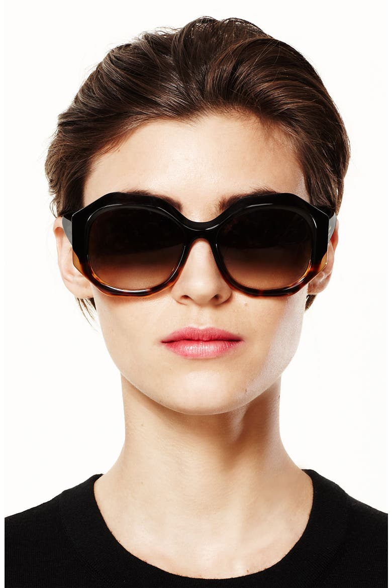 Oversized retro sunglasses, Alternate, color, TORTOISE FADE/ BROWN GRADIENT