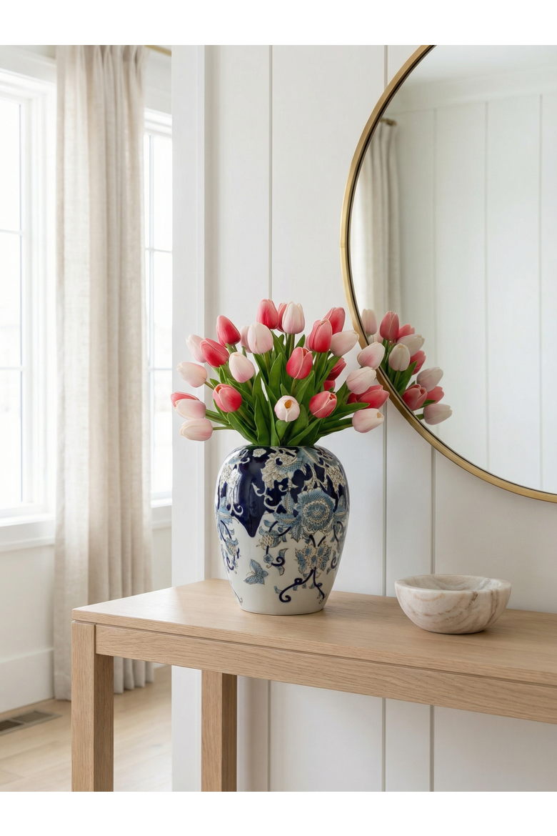 Odette RealTouch Tulip Toile Arrangement, Alternate, color, Pink