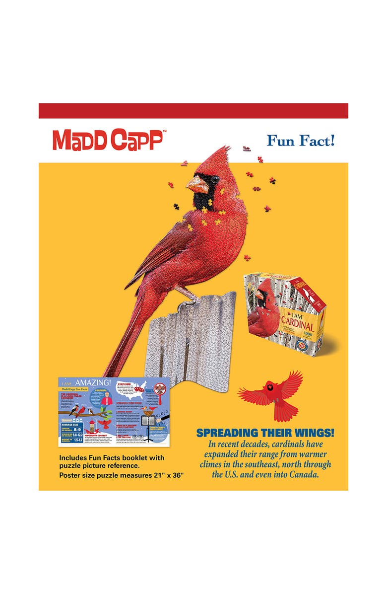 Madd Capp I Am Cardinal 1000 Piece Bird Shaped Jigsaw Puzzle, Alternate, color, Multicolored