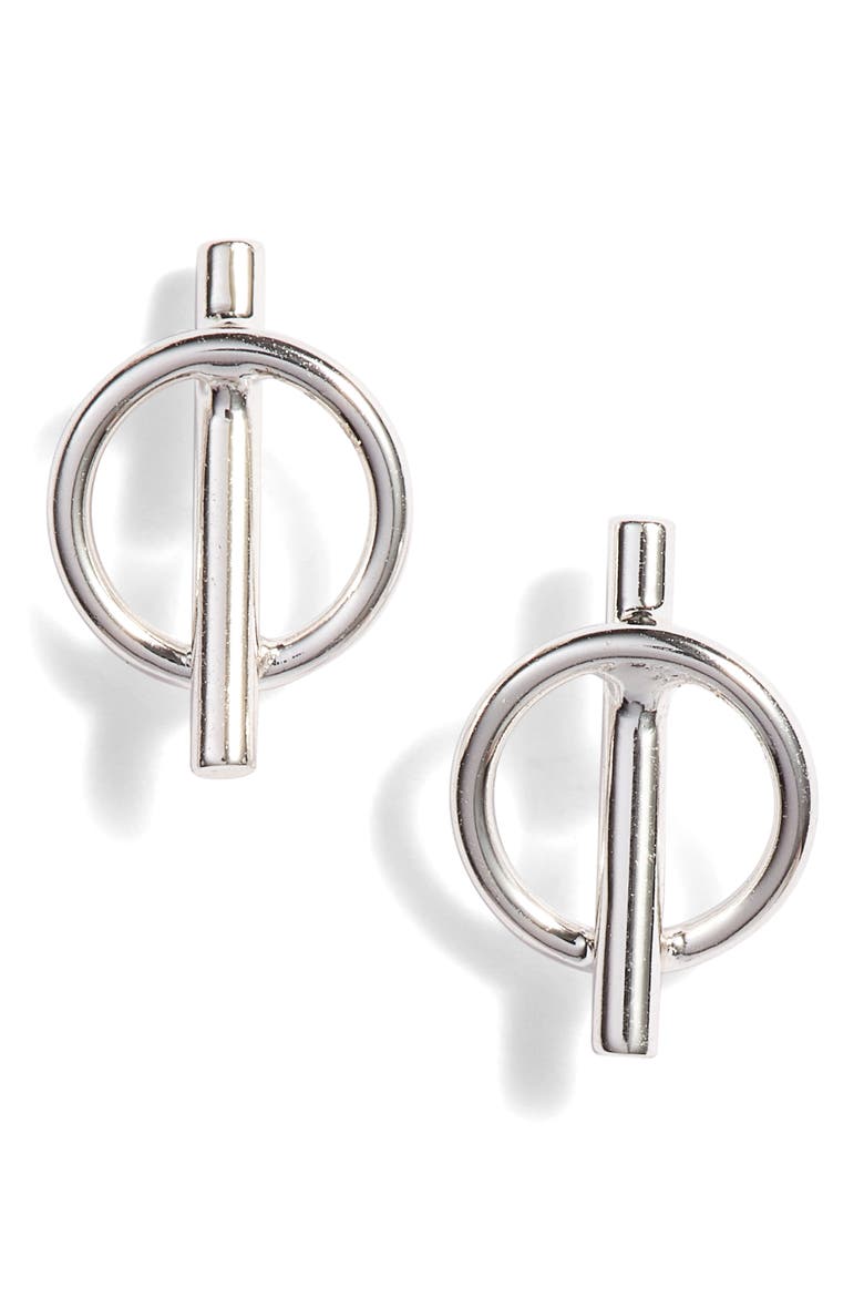 Argento Vivo Pierced Circle Stud Earrings, Main, color, SILVER
