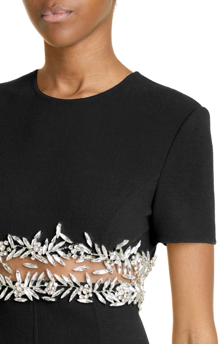 Oscar de la Renta Crystal Embellished Fit & Flare Dress, Alternate, color, 