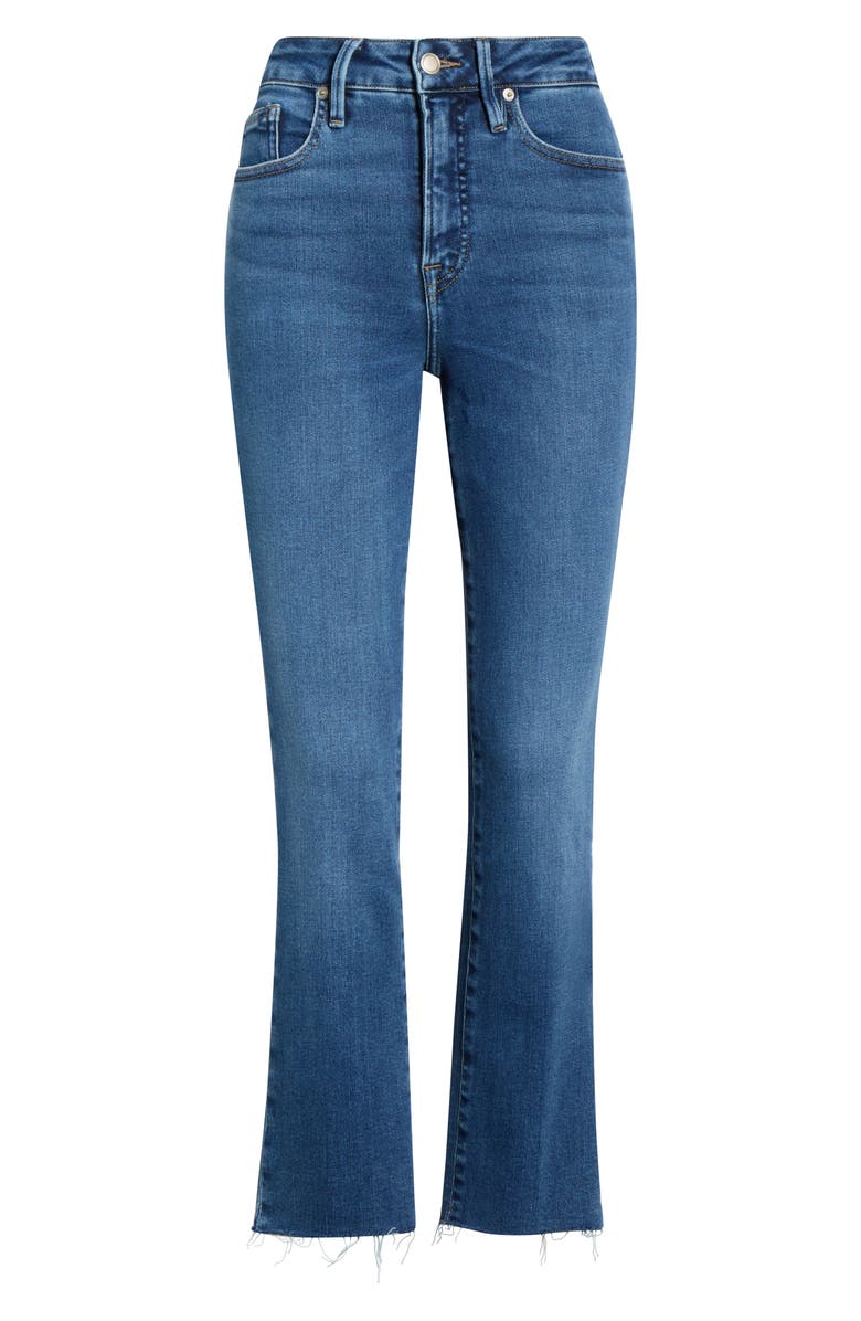 Good American Soft-Tech Good Straight Raw Hem Ankle Straight Leg Jeans, Alternate, color, Indigo818