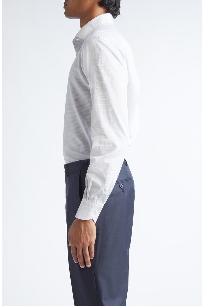 Centoventimila Subtle Minicheck Button-Up Shirt, Alternate, color, WHITE/BROWN/DARK GREEN