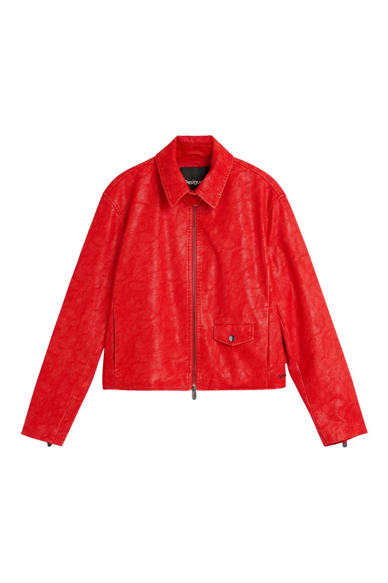 Faux Leather Jacket, Alternate, color, RED