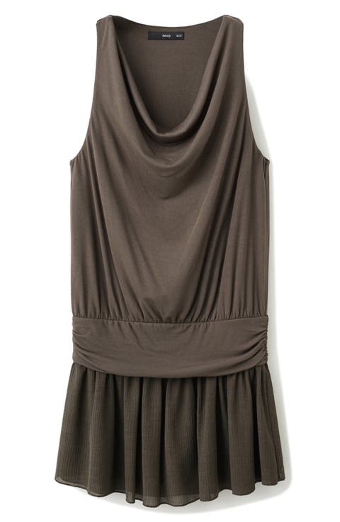 Draped Ruffle Hem Dress